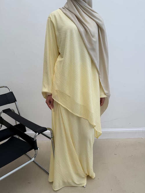 Asymmetrical skirt set: Butter yellow