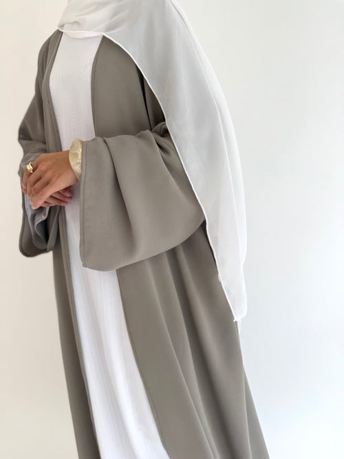 Sage ribbed open abayah
