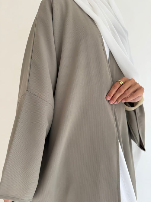 Sage ribbed open abayah