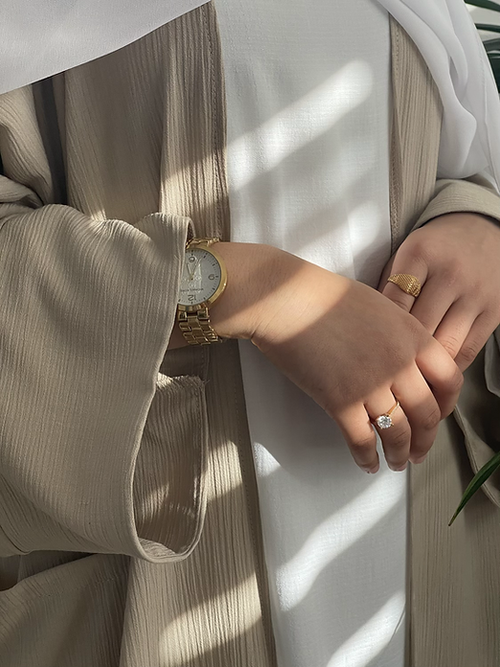 Beige pocket abayah
