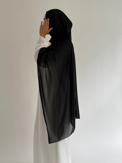 Large Chiffon hijaab: Black