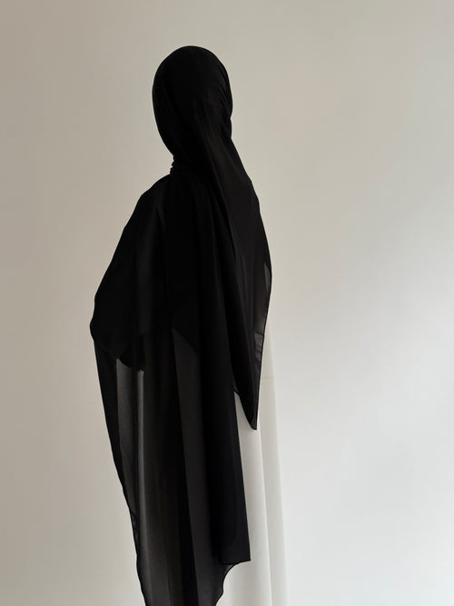 Large Chiffon hijaab: Black