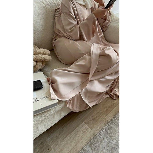 Dounia pleated abayah: Light Rose