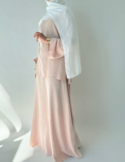 Blush linen co-ord skirt set