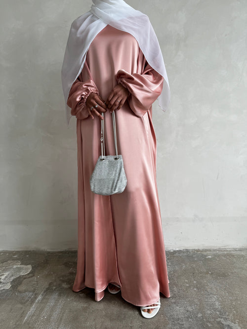 Roseate Satin balloon-sleeve Set