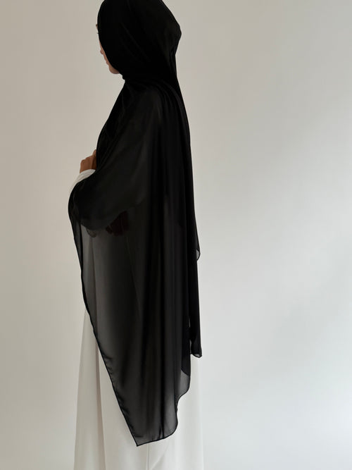 Large Chiffon hijaab: Black