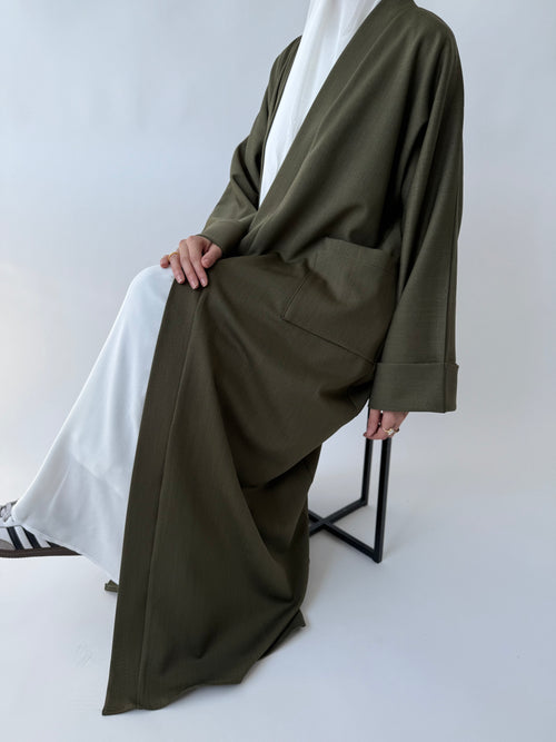 Premium Khaki Open Abayah