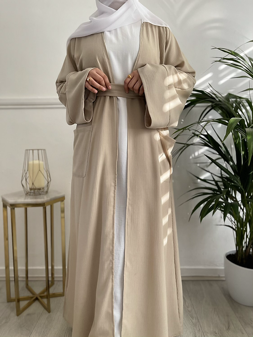 Beige pocket abayah