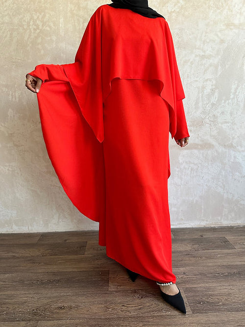 Fiery Orange Cape abayah set