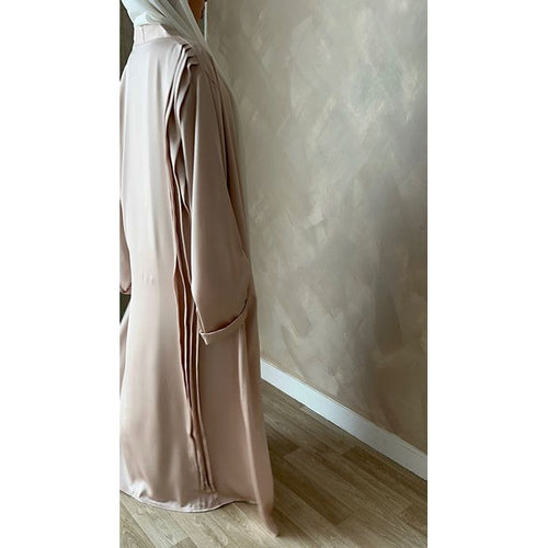 Dounia pleated abayah: Light Rose