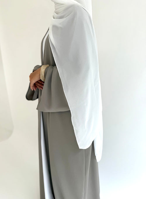 Sage ribbed open abayah