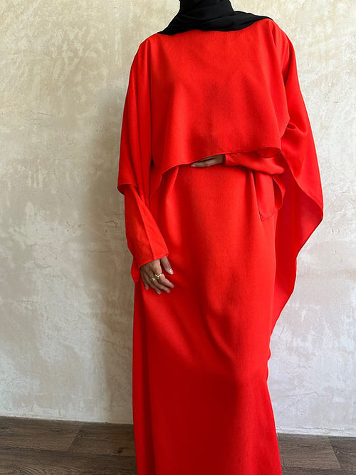 Fiery Orange Cape abayah set