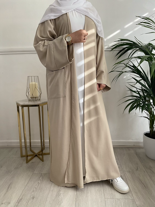 Beige pocket abayah