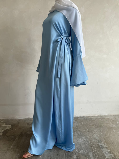 Azure Blue bell-sleeve dress