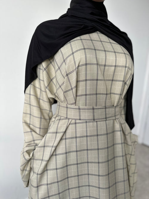 Cream Checkered abayah