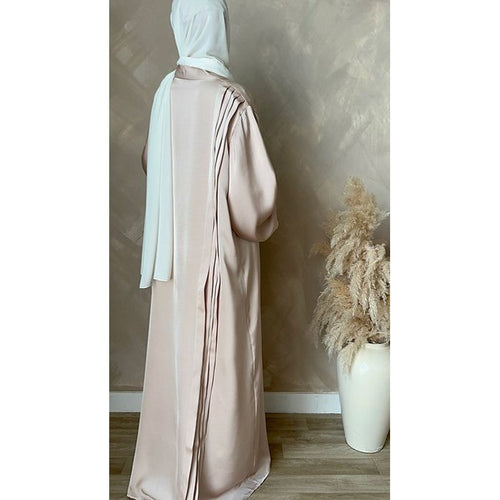 Dounia pleated abayah: Light Rose