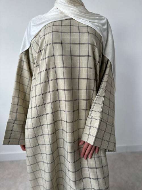 Cream Checkered abayah