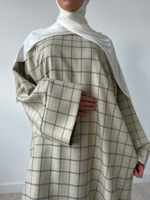 Cream Checkered abayah
