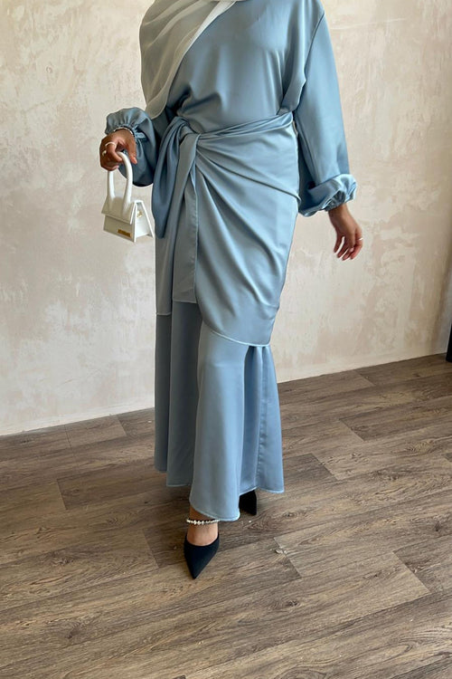 Baby blue satin wrap set