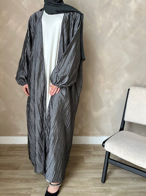 Metalic grey open abayah