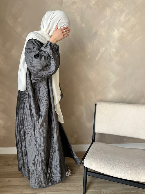 Metalic grey open abayah