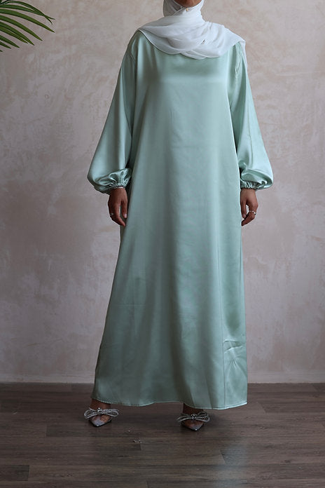 Sage satin wrap set
