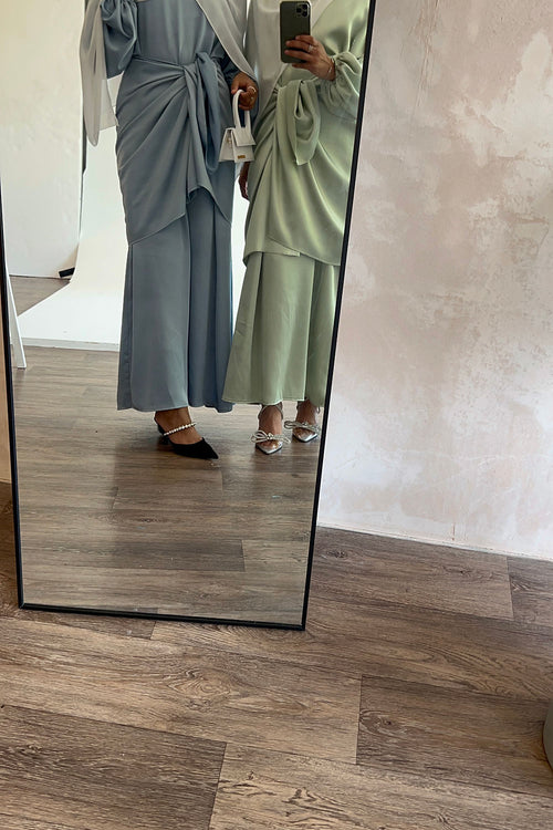 Baby blue satin wrap set