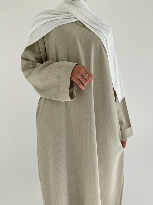 Cream pinstriped abayah
