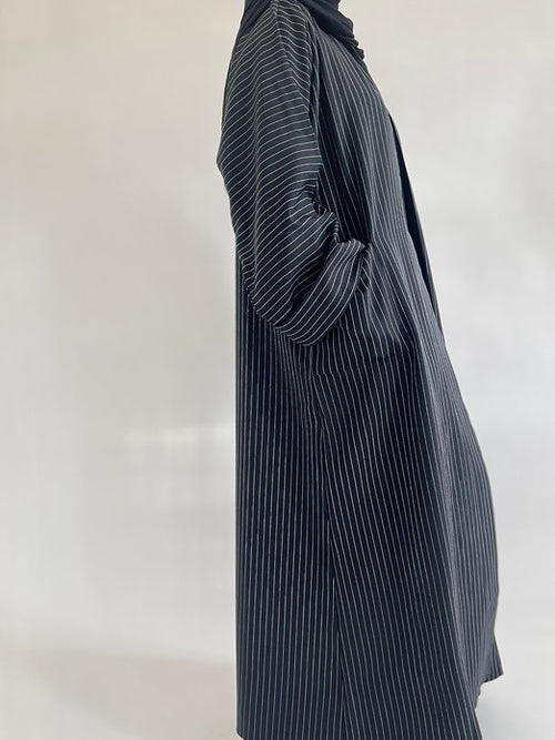 Black pinstriped coat abayah