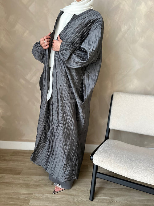 Metalic grey open abayah