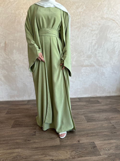 Pistachio slit sleeve abayah
