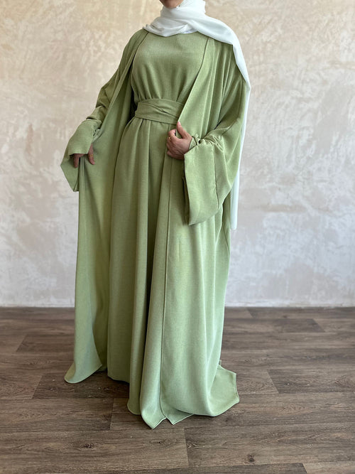 Pistachio slit sleeve abayah