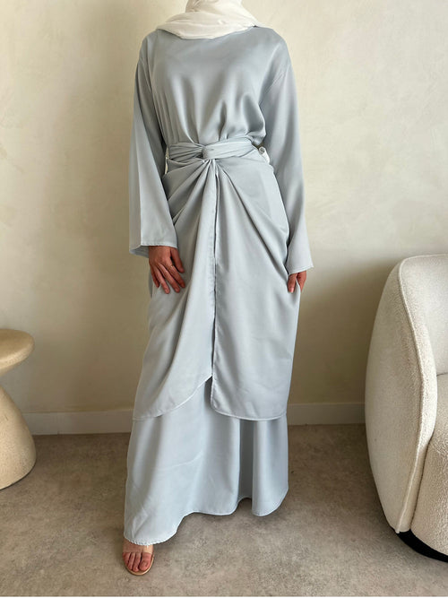 ZAHRA wrap dress: Dove blue