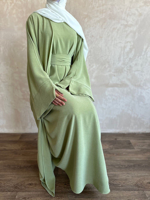 Pistachio slit sleeve abayah