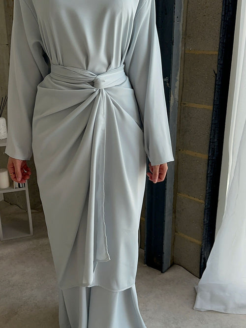 ZAHRA wrap dress: Dove blue