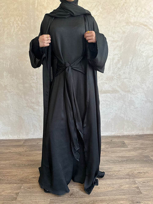 Zaina satin abayah: Black