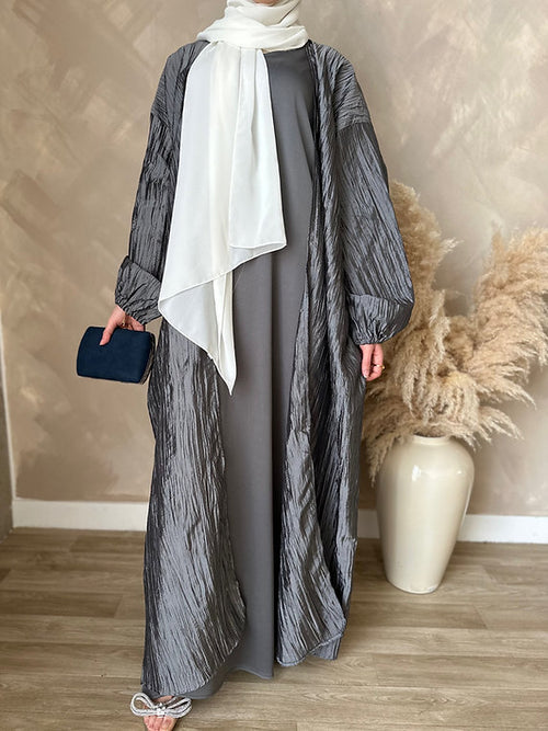 Metalic grey open abayah