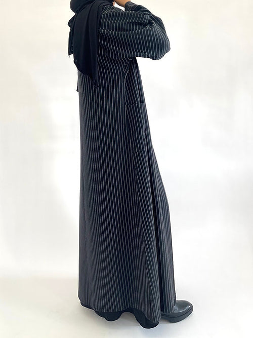 Black pinstriped coat abayah