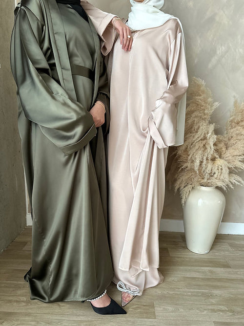 Dounia pleated abayah: Deep Khaki
