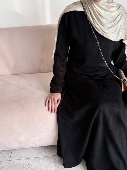 Black Wool co-ord skirt set