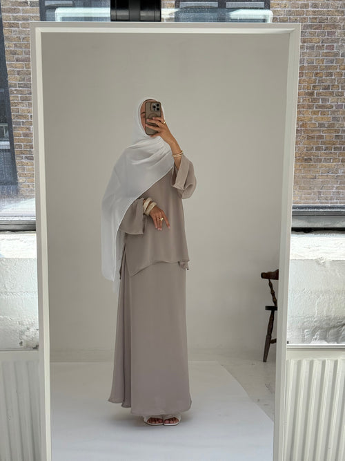 Soft taupe co-ord skirt set