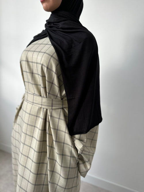Cream Checkered abayah