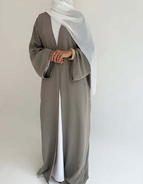 Sage ribbed open abayah