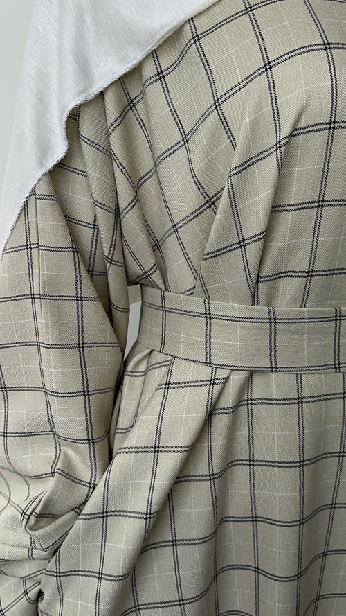 Cream Checkered abayah