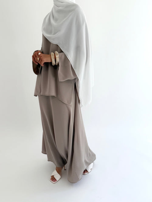 Soft taupe co-ord skirt set