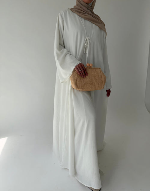 White Bow abayah Set