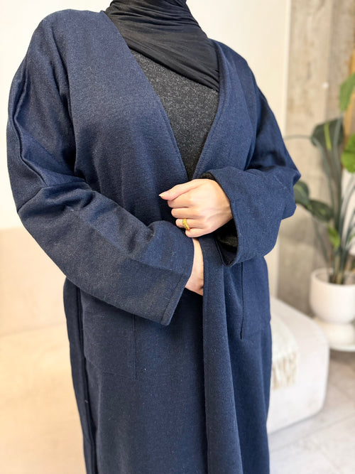 Navy Wool Cardigan abayah