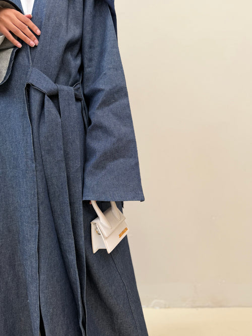 Denim-wrap coat abayah