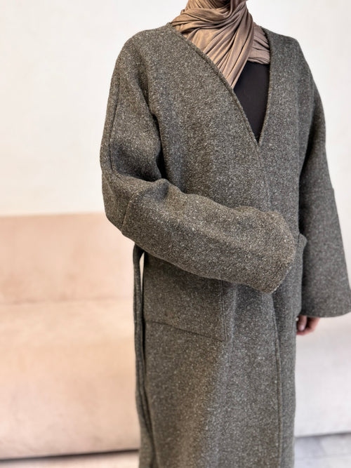 Taupe Wool Coat abayah