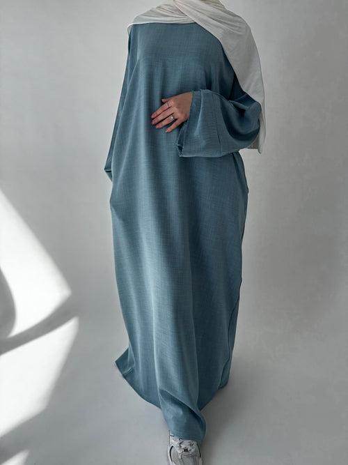 Light Blue Fringed abayah